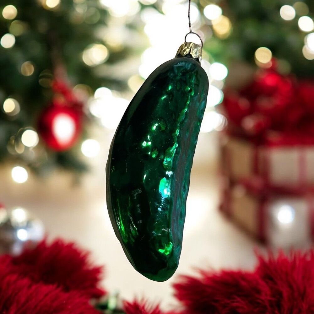 Midwest Blown Glass Pickle Ornament Vintage Slovakia